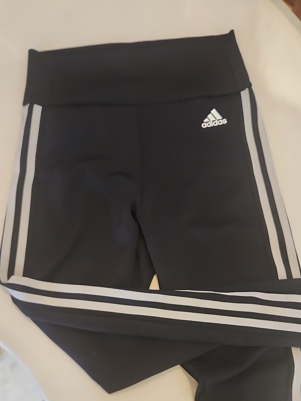 Adidas Black Leggings with White Side Stripes